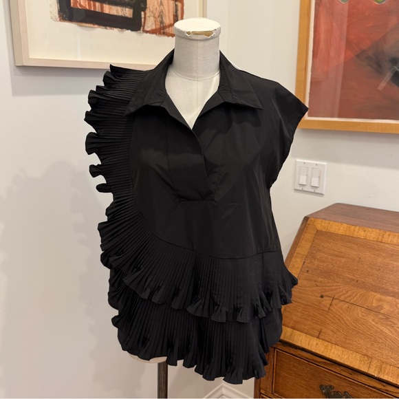 Psophía Taffeta Sculpted Ruffle Top - Picture 1 of 7